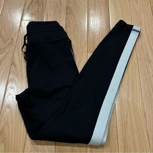 Spiritual Gangster Black w/ White Sparkle Stripe Jogger Pants - Women’s Size XS